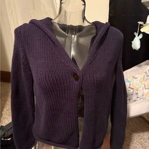 GAP Women's Dark Purple Hooded Cardigan